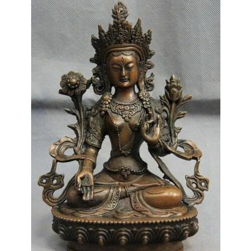 8 Tibet Bronze Copper God White Tara Kwan-yin Guanyin Bodhisattva Buddha Statue