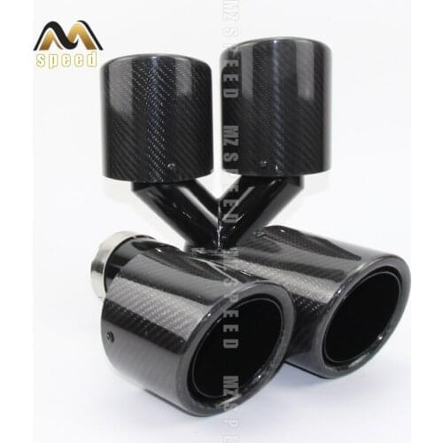 Car styling Modified exhaust pipe muffler tail throat 304 stainless steel and carbon fiber double outlet tail pipe