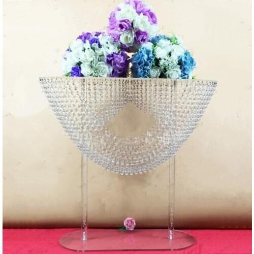 Shiny Oval shape crystal acrylic beaded wedding centerpieces flower stand table decor for wedding event party decoration supply