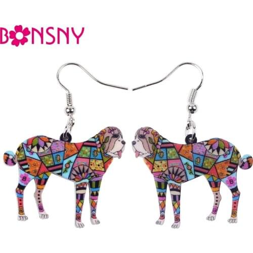 Bonsny Big Long Animal Acrylic Dangle Drop Saint Bernard Dog Earrings 2016 News Style Fashion Jewelry For Girls Women Children