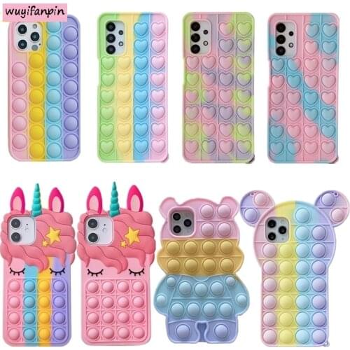 Pop Bubble Fidget Toys Case For Samsung Galaxy A31 A51 A71 A32 A52 A72 A11 A21 A01 A02 A12 A10e A20e A30s A50s A70 M01 M11 Cover