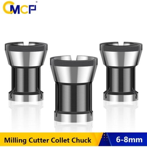 CMCP 1pc Milling Cutter Collet Chuck 6mm 6.35mm 8mm Mill Adapter for Engraving Trimming Machine Chuck Woodworking Tools