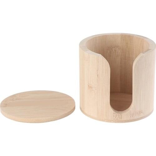 Wood Makeup Remover Cotton Pads Round Container Cosmetic Storage Organizer Box Swab Storage Box New