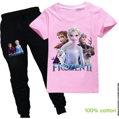 Children Clothing Set kids clothes sets Frozen Elsa TShirt +Pant 2pcs Fashion Summer Girls Suit Casual Toddler Baby Boys