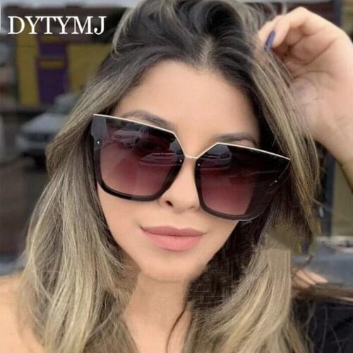DYTYMJ Retro Square Sunglasses Women Oversized Sunglasses Women Luxury Designer Glasses for Women Gradient Vintage Oculos De Sol