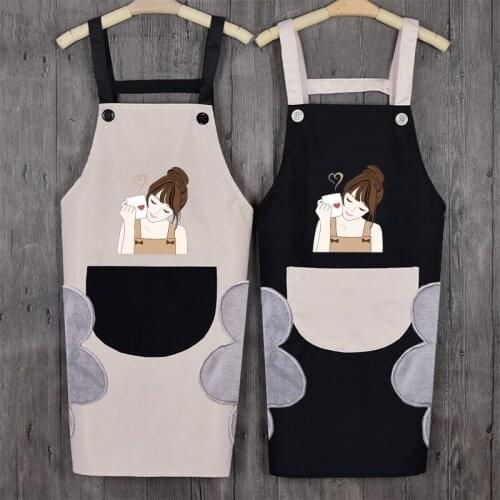 Hand-wiping apron female fashion household kitchen waterproof and oil-proof cute Japanese and Korean style cooking