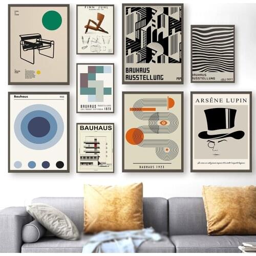 HD Room Home Decor Bauhaus Exhibition Poster Art Vintage Bauhaus Design Print Black and White Modernism Minimalist Wall Artwork