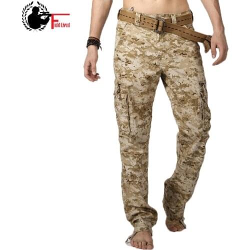 Camouflage Pants Fashion Mens Camo Cargo Pants High Quality Cotton Army Long Straight Fit Trousers Male Desert Camo Joggers Men