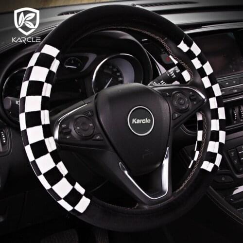 Karcle Car Steering Wheel Cover 38CM Warm Plush Auto Steering Wheel Covers For Men Universal Wheels Cover Protector Winter