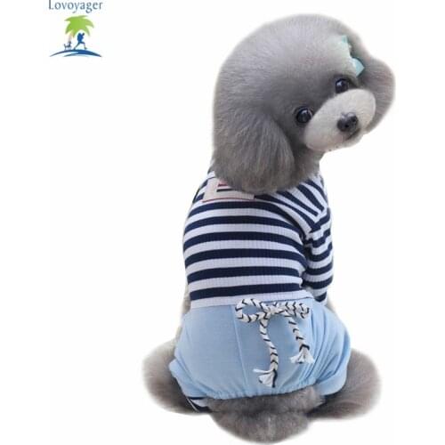 Summer Dog T-shirt Stripe Soft Pets Short Sleeves Shirt Jumpsuits Outfit Small Dog Teddy Chihuahua S/M/L/XL/XXL Lovoyager
