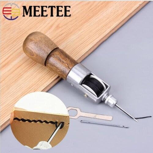 Meetee 1set Leather Stitching Hand Sewing Line Handmade Diy Art Tools Machine Can Change Needle Manual Tool Punching BD115