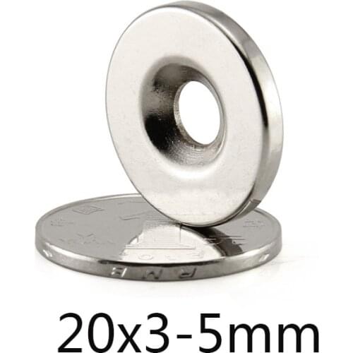 30/50/100 pcs N35 Strong Magnets 20*3 mm Hole 5mm Countersunk Neodymium Magnet 20x3-5mm Permanent NdFeB Magnetic 20*3-5 mm