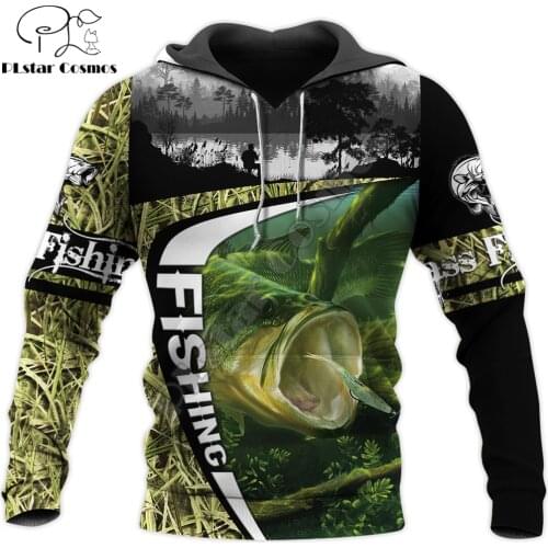 Bass Fishing Camo 3D All Over Printed Mens Autumn Hoodie Sweatshirt Unisex Streetwear Casual Zip Jacket Pullover KJ572