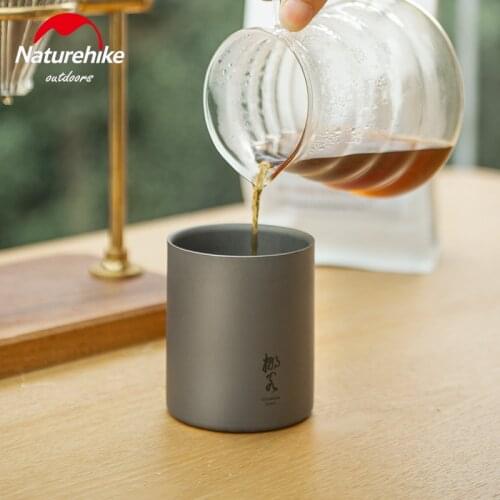 Naturehike 3 Sizes Ultralight Titanium Cup Portable Double Layer 280ml Water Cup Camping Tableware Outdoor Picnic Tourist Cook