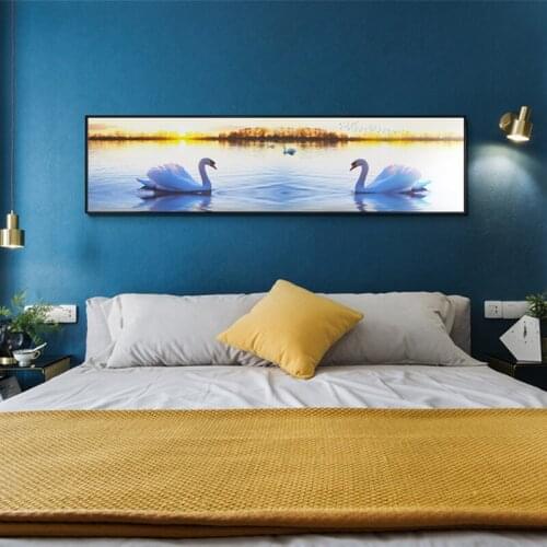 A pair of swans on the lake romantic heart Modern Nordic style Decorative Pictures Canvas Wall Art Poster Wedding room Paintings