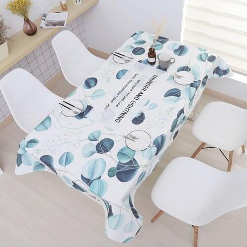 Polyester Table Cloth Waterproof Plants Design High Quality Rectangle Desktop Cover Simple Modern Dustproof for Home Living Room