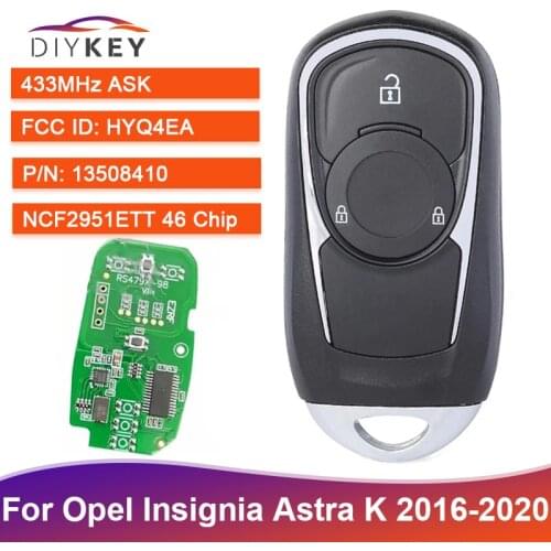 DIYKEY Replacement Smart Remote Key Fob 3 Button ASK 433MHz HYQ4EA 13508410 for Opel Insignia Astra K 2016 2017 2018 2019 2020