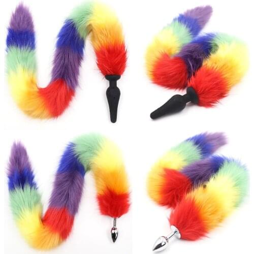 Rainbow Fox Tail Cat Tails Butt Anal Plug Sex Game Adults Doggy Bullet butt plug G Spot Products Sex Toys for Women Couples