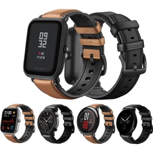 20/22mm Genuine leather Strap For Amazfit GTS 2/2e/GTS2 Mini/GTR 42mm 47mm/GTR2/2e/stratos 2/3 Pace Bracelet Watch