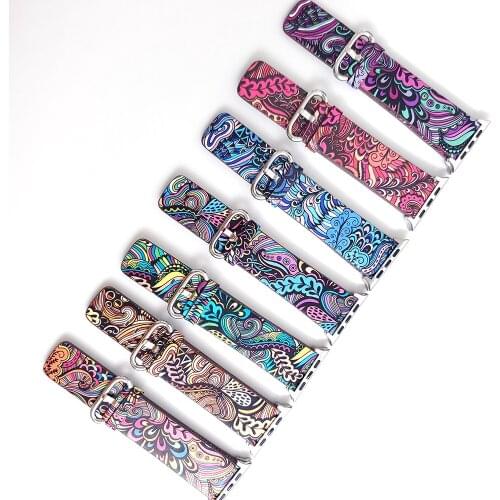 Painted Leather bohemian Band for Apple watch Series 6 5 44mm 40mm band for iWatch 6 5 42mm 38mm Strap Bracelet watchbands