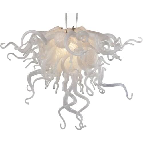 Hand Blown Glass Chandelier Lamp American Rustic Pendant Lights 20 Inches Antique Lighting Blue Amber White Color Custom