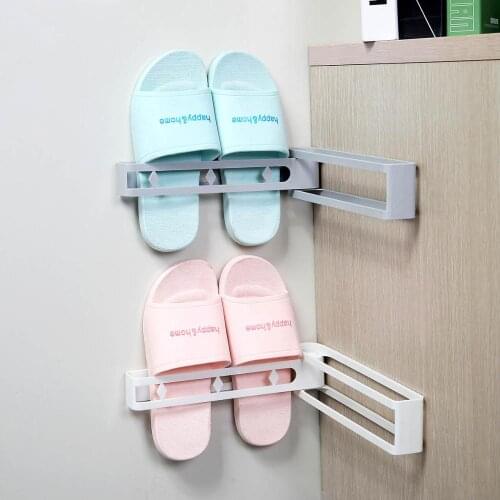 Bathroom Organizer Foldable Wall Shoe Rack Shoe Organizer Drainer Hanger Shoes Hanging Holder Slippers Drain Storage Rack Shelf