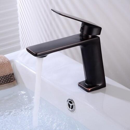 Basin Faucets Black Oil Brass Bathroom Sink Faucet Single Handle Hole Basin Taps Deck Vintage Wash Hot and Cold Mixer Tap Crane