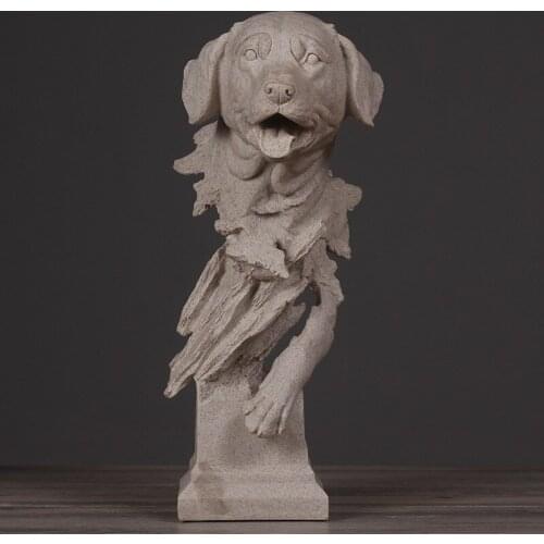 DOG BUST SCULPTURE ANIMAL SHAPE LIVING ROOM BEDROOM TV STAND SANDSTONE CRAFTS HOME DECORATION L3332