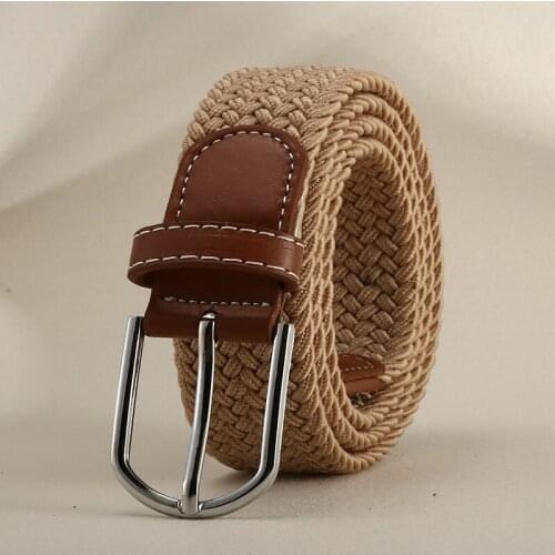 Student Youth Casual Pants with a Korean Version of the Canvas and Mens Knitted Belt without Drilling Elastic Elastic Belt