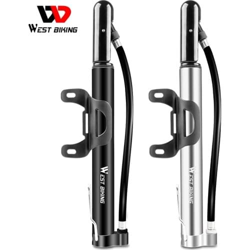 WEST BIKING Bicycle Foot Pump Aluminum Alloy 120PSI Cycling Tire Air Inflator Portable Pump MTB Mountain Bike Accessories AV/FV
