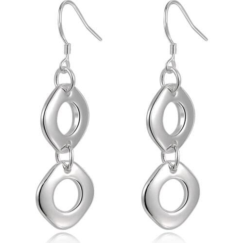 925 sterling silver exquisite fashion personality double square earrings ladies jewelry wedding party gifts