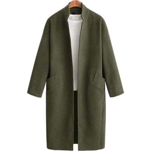 2019 Autumn Women Winter Jackets Plus Size 4XL Female Wool&Blends Thick Outerwears Solid Color Basic Coats Long Sleeve Jackets