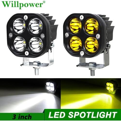1pcs Offroad Car Square 3 inch LED Work Light For Ford Jeep 4x4 Truck UTV ATV 4WD Moto Driving Lights Yellow Fog Lamp Spotlights