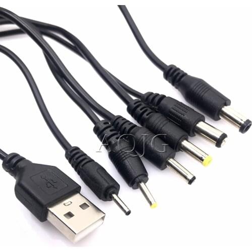 1pcs USB Port to 2.0*0.6mm 2.5*0.7mm 3.5*1.35mm 4.0*1.7mm 5.5*2.1mm 5V DC Barrel Jack Power Cable Connector AQJG