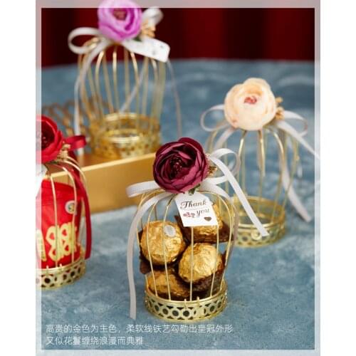 20pcs Wedding Crown gift box Tinplate birdcage candy box chocolate baby favor boxes flower box packaging gift bags Party Supplie