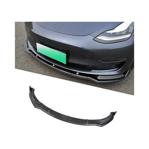 Carbon Fiber Look Front Bumper Lip Body Kit Spoiler 3pcs For Tesla Model 3 18-20