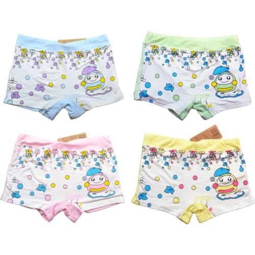 4 Pieces / Pack wholesale modal baby girls cartoon designs Boxer underwears children cotton short pants Kids Panties