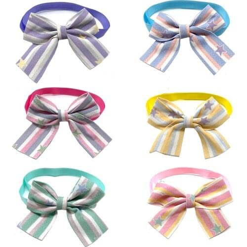 50pcs Summer Style Small Dog Bow Tie Stripe Pattern Dog Grooming Dog Bow Tie Necktie Dog Accessories for Small Dog Pet Supplies