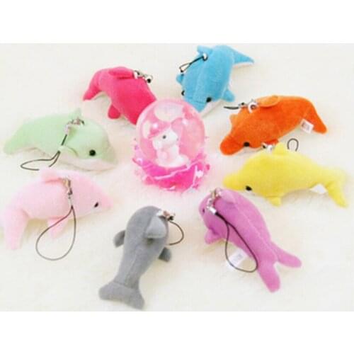 6CM kawaii Mini Dolphin Stuffed Pendant TOY doll Wedding Gift Bouquet Decor Plush phone straps 1pcs