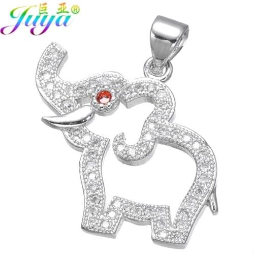 Juya DIY Jewelry Components Micro Pave Zircon Lucky Talisman Animal Elephant Charms Pendant For Women Kids Jewelry Making
