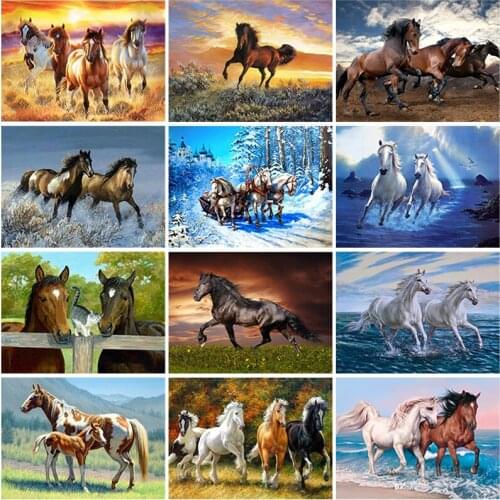 5D Diamond Painting Horse In Run Diamond Embroidery Cross Stitch Rhinestone Mosaic Full Drill Round DIY Handmade Room Decor Gift