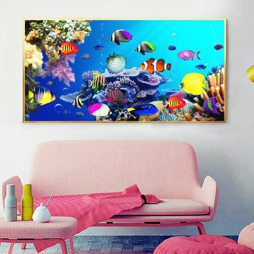 EverShine Diamond Embroidery Fish Full Drill Square Big Diamond Painting Animal Picture Of Rhinestones Diamond Mosaic Home Decor