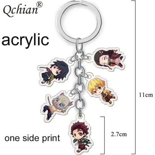 Anime Key Chain Lovely Demon Slayer Kimetsu no Yaiba Keychain Keyring Cute Pendant Key Ring Creative Woman Kids Man Girls gift