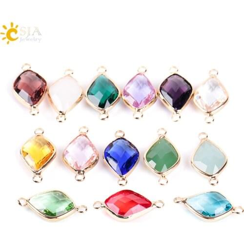 CSJA 10pcs Double Holes Lampwork Glass Crystal Bead Drop Shape Murano Beads Connector for DIY Craft Earrings Jewelry Making E969