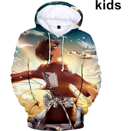 3 To 14 Years Kids Hoodie Attack on Titan 3D Printed Hoodies Sweatshirt Boys Girl Fashion Harajuku Jacket Coat Children Clothes