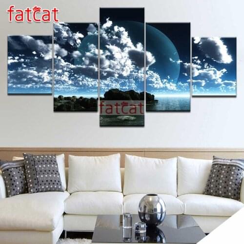 FATCAT Blue sky and white clouds scenery Diamond Painting 5 piece Full Square Round Drill diy Diamond Embroidery Sale AE1537