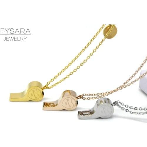 FYSARA Fashion Jewelry Chain Link Letter Forever Love Necklace Pendant Whistle Short Necklace For Women Stainless Steel Jewelry