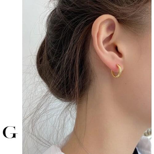 GHIDBK 925 Sterling Silver Statement Hollow Hoop Earrings Minimalist Geometrical Ring Earring Ins Classic Street Style Earring