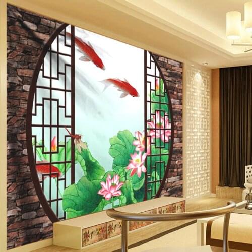 Art Tapestry Wall Hanging Flowers Decoration Lotus Leaf Goldfish Classical Screen Hippie Tapestry Bohemian Decor Wall Carpet