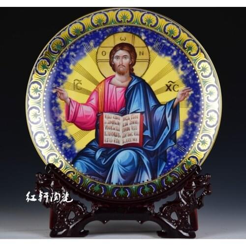 Jingdezhen ceramic Jesus statue, hanging plate, seat plate, church Christian supplies